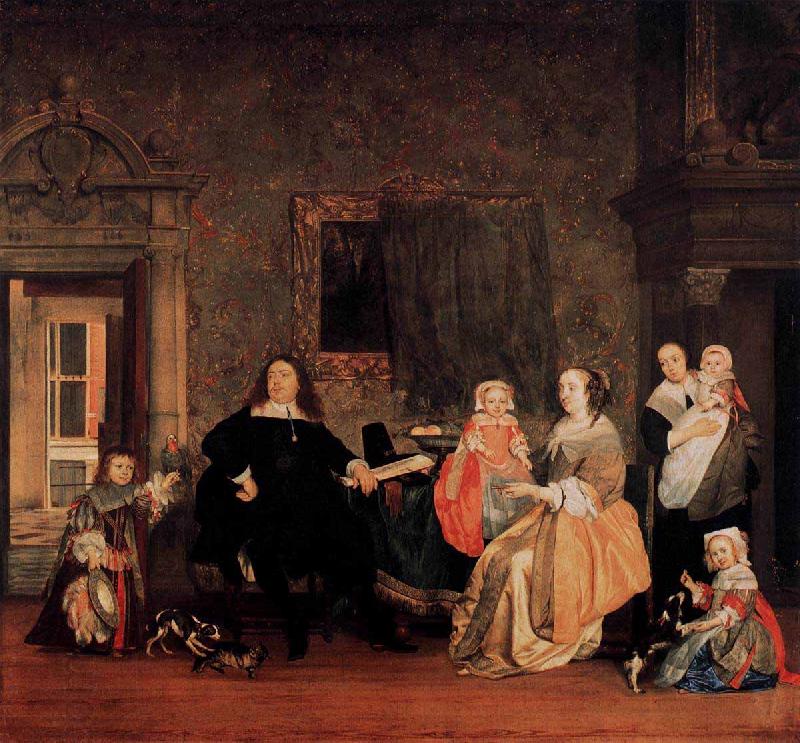 Gabriel Metsu Portrait of Jan Jacobsz Hinlopen and His Family oil painting picture